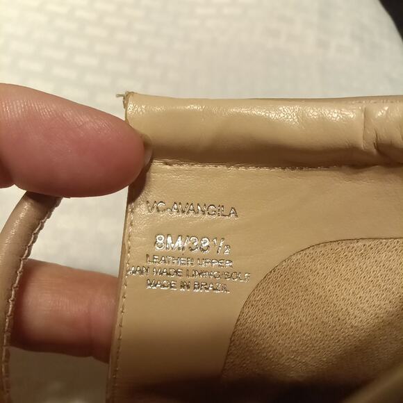 Vince Camuto Avangila Women's Leather Peep-Toe Heels Slingback Size 8 Brown - Picture 3 of 9